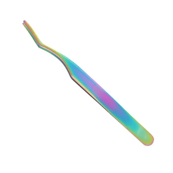 

2PCS Stainless Steel Durable Portable Professional Makeup Tools Eyelash Tweezers Curved Tip Tweezers for Ladies Women Home