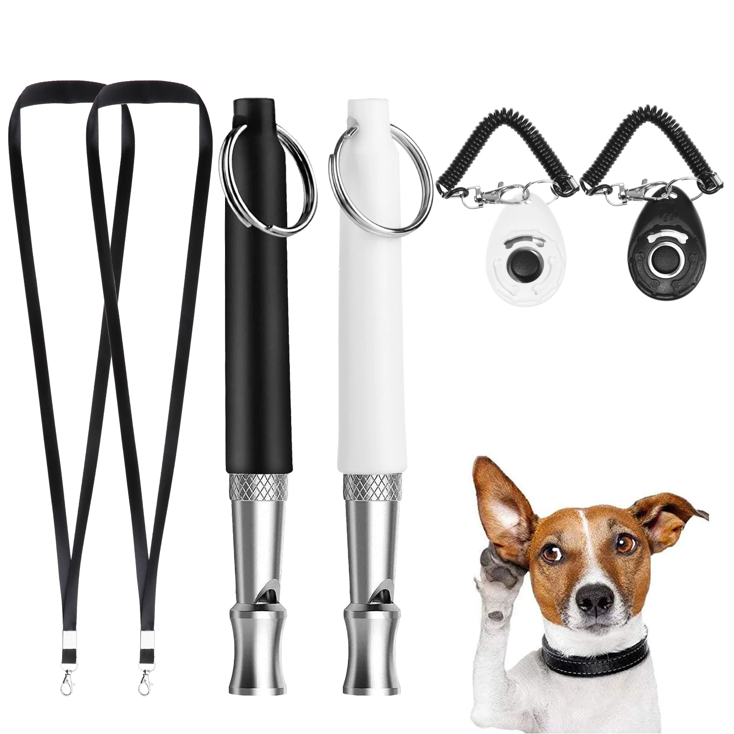 Silent Ultrasonic Dog Whistle Stop Barking Adjustable Pitch Dog Training Whistle with Lanyard Strap for Pet Supplies Coach whistle dog whistle