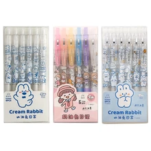 Stylo à encre Gel rétractable 0.5mm, 6 pièces, mignon, Rollerball, poignée souple et confortable pour enfants