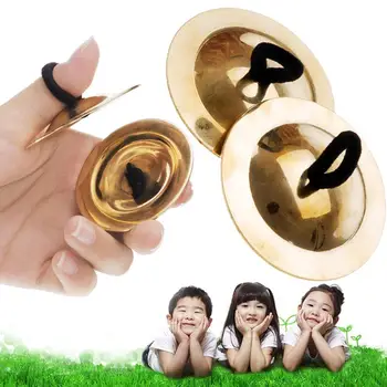 

Gold Iron Learning Dancer Cymbals Perccussion Cymbals Toys Students Music Finger Cymbals Costume Accessories Muscial Instrument