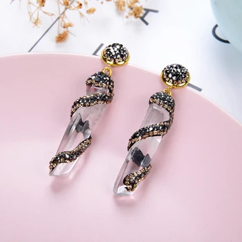 High Quality Natural Stone Women Drop Earrings Transparent Quartz Rock Exquisite Female Earring 2021 Fashion Jewelry wholesale
