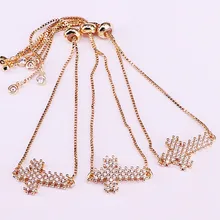 8 шт., позолоченный крест соединитель браслет, микро проложить прозрачный CZ ювелирные изделия крест браслеты