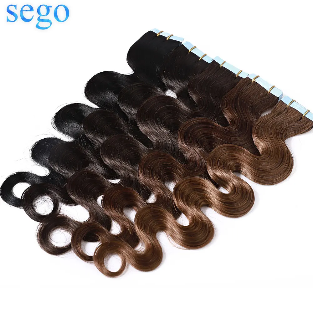 Big Sale Sego 18''-22'' 50g-150g Body Wave Tape In Hair Extension Human Hair Real Remy Double OMZArV98g