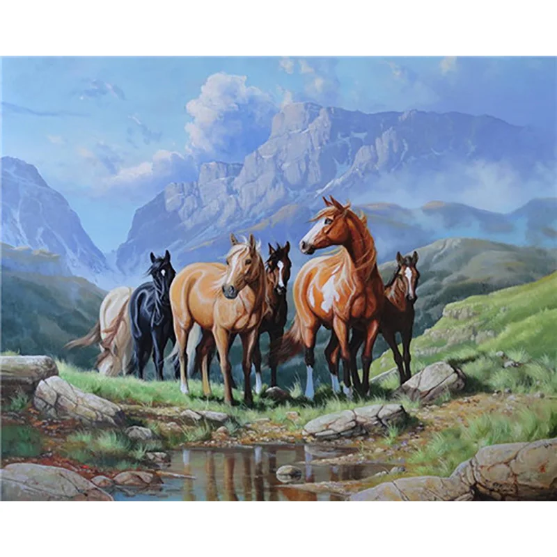 DIY краски по номерам Lienzo Pintura por Numero картины по номерам Pintar por Numeros лошадь пронумерованные картины - Цвет: paint by numbers18