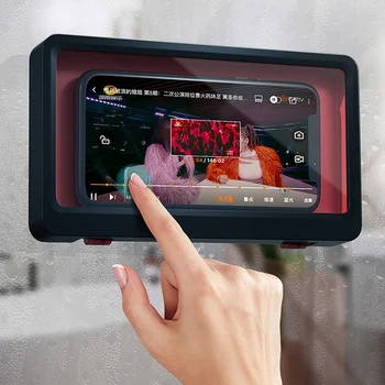 

Wall Mounted Phone Case Waterproof Phone Holder Box Bathroom Accessories Storage Rack Punch-free Sealing Protective Cover