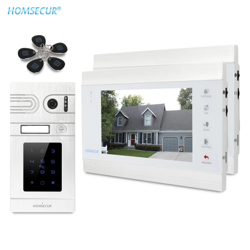 HOMSECUR 4 провода " видео домофон система с 1.3MP водонепроницаемый камера заподлицо ИК ночного видения IC пароль разблокировка - Цвет: Kit 4-1C2M
