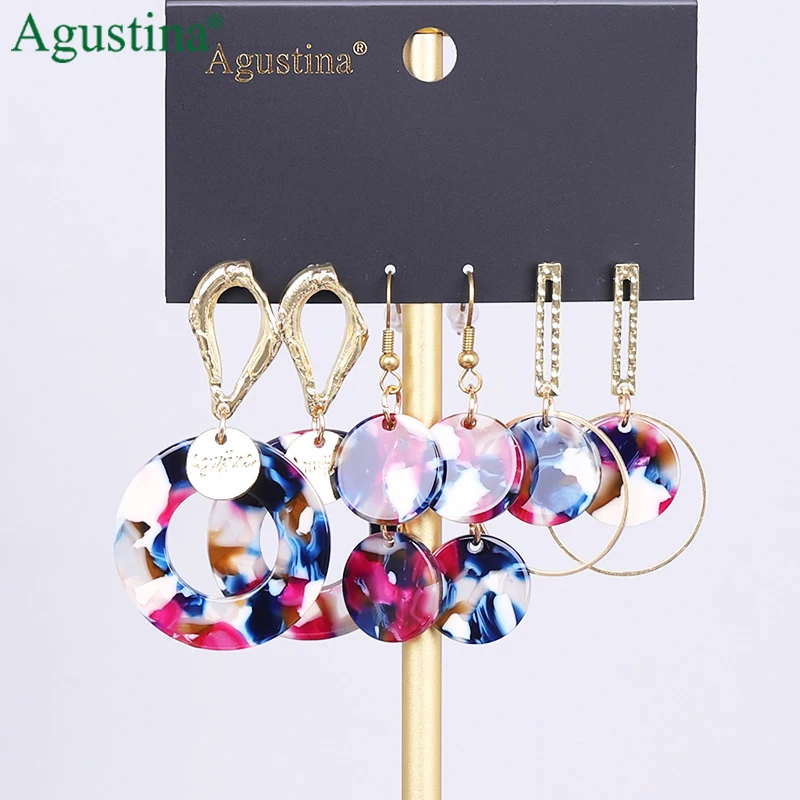 Drop Earrings Agustina Set earrings fashion jewelry drop earrings women acrylic Set long geometry earring boho earings