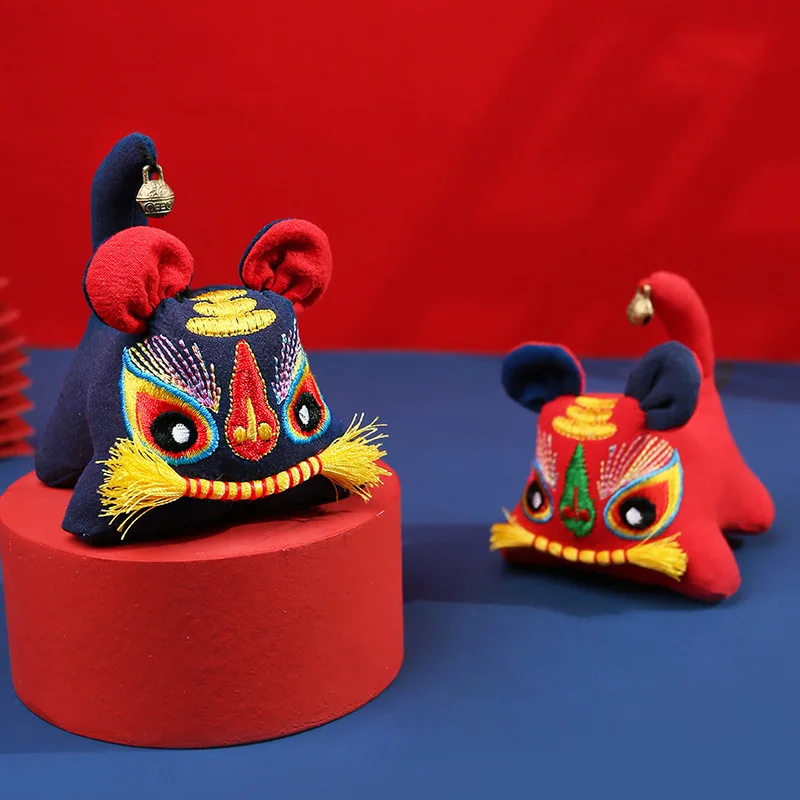 

Cloth Tiger Toy Baby Gift Embroidery Ornaments Needlework Handicraft Car Pendant Kawaii Home Room Decor Interioor Accessories