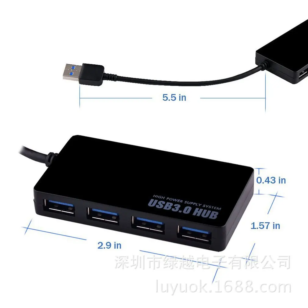 Лидер продаж ультра-тонкий 4-портовый USB3.0 концентратор высокой Скорость индикатор светильник usb-хаб для мульти-устройство для портативного компьютера