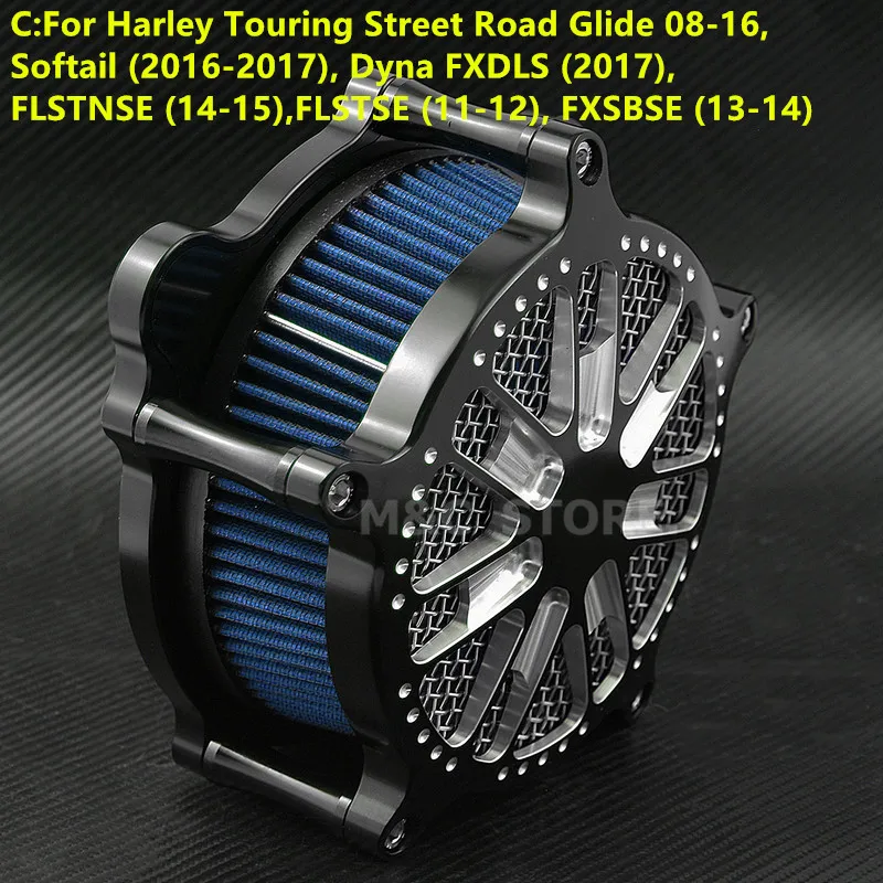 Воздушный фильтр Воздухоочиститель для Harley Sportster 04-19 Softail 00-18 Dyna Touring Street Glide Road Glide 08-16 - Цвет: Blue C