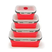  3/4Pcs Foldable Silicone Food Lunch Box Set Fruit Storage Refrigerator Fresh-Keep Container Dinnerware Conveniently Kitchen Box 