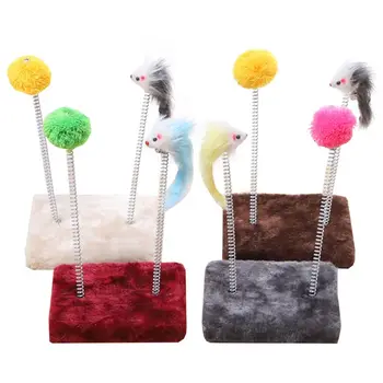 

Funny Cat Climbing Frame Spring Mouse Stick Teasing Interactive Toy with Fluffy Ball Portable Beautiful Interesting
