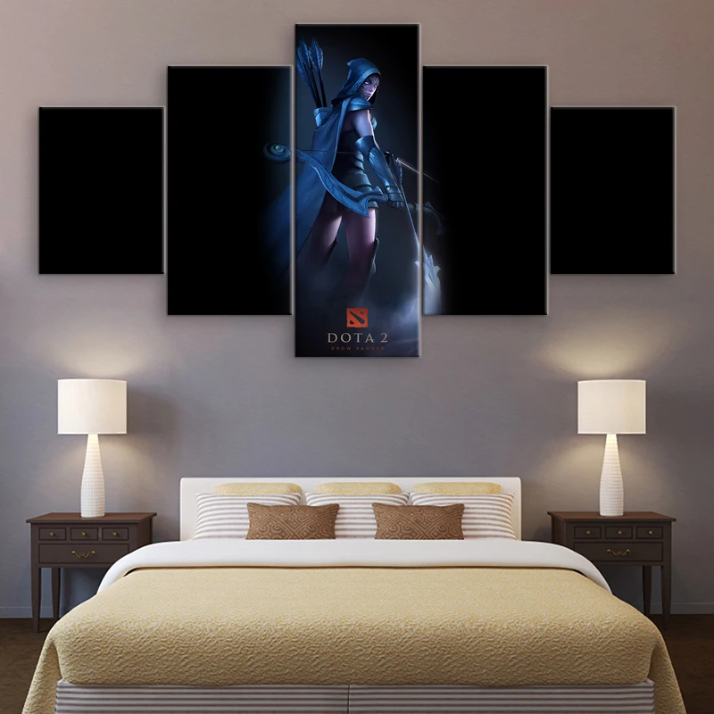 5 Pieces HD Print Game Character Poster Dota 2 Drow Ranger Modern Decorative Paintings on Canvas Wa
