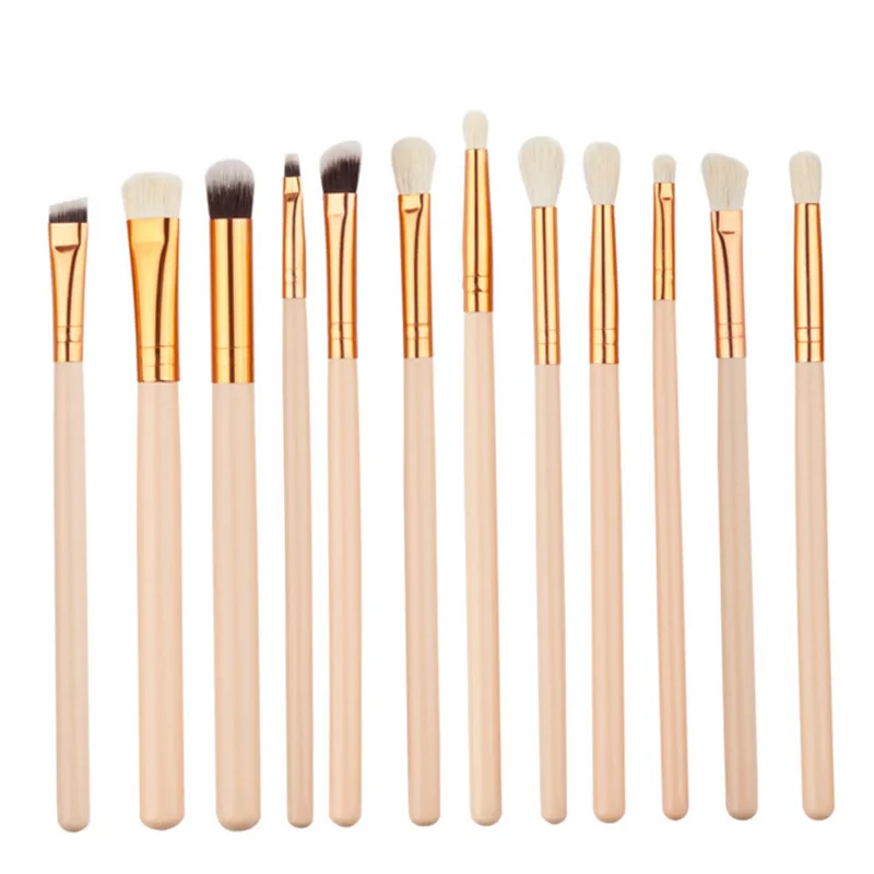 

Eyeshadow Makeup Brushes Set Blending Eyeliner 12pcs Make up Brushes Beauty Tools Professional wool Brush Wooden Handle Portable