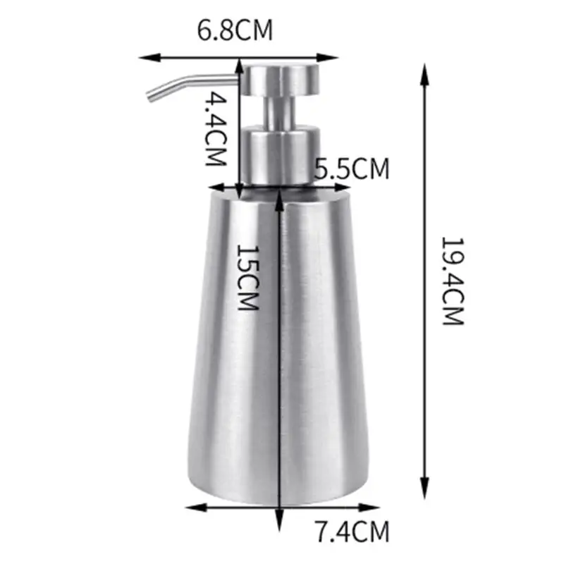 

350ml Stainless Steel Soap Dispenser Conical Bottle Pressing Foam Bottle Kitchen