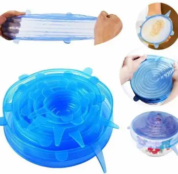 

6pcs Silicone Cover Stretch Lids Reusable Airtight Food Wrap Covers Keeping Fresh Seal Bowl Stretchy Wrap Cover Kitchen Cookware
