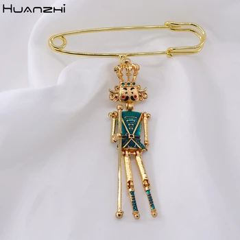 

HUANZHI 2020 New Portrait Metal Retro Brooch Gold Cartoon Models Human Face Jewelry Enamel Jewelry for Coats Accessories