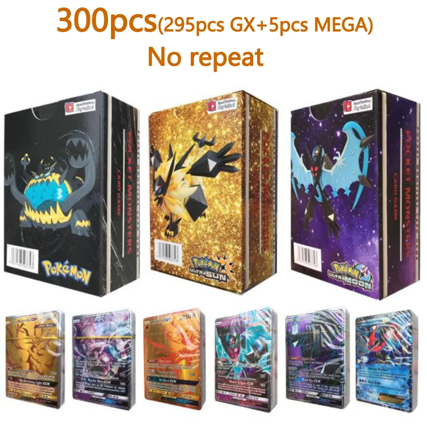 100/200/300pcs Pokemon cards GX MEGA Shining TAKARA TOMY Cards Game Pokemon Battle Carte Trading Cards Game Children Toy