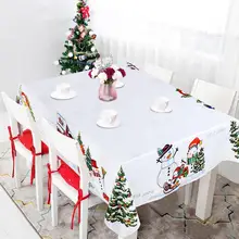 OurWarm Christmas Table Cover Rectangular Tablecloth Snowman New Year Table Cloth for Restaurant Kitchen Dining Home Decoration