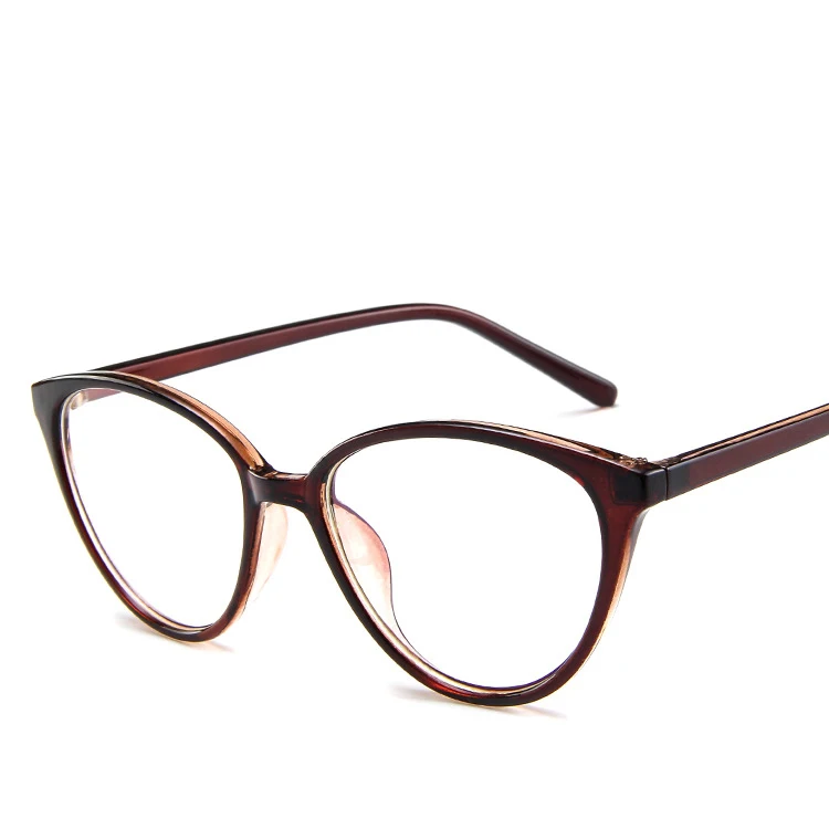 Оправа для очков в стиле кошачьи глаза прозрачные линзы женские Брендовые очки оптические оправы близорукость nerd черная красная оправа для очков - Цвет оправы: TEA