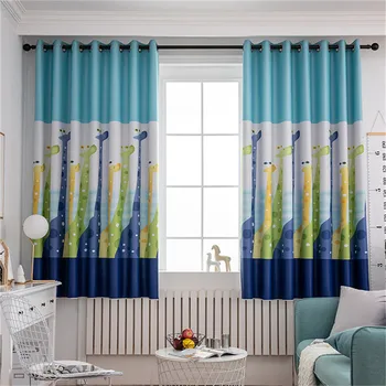 

High Quality Blackout Curtains Children's Cartoon Giraffe Print Curtains For Window Blinds Living Room Bedroom Curtains