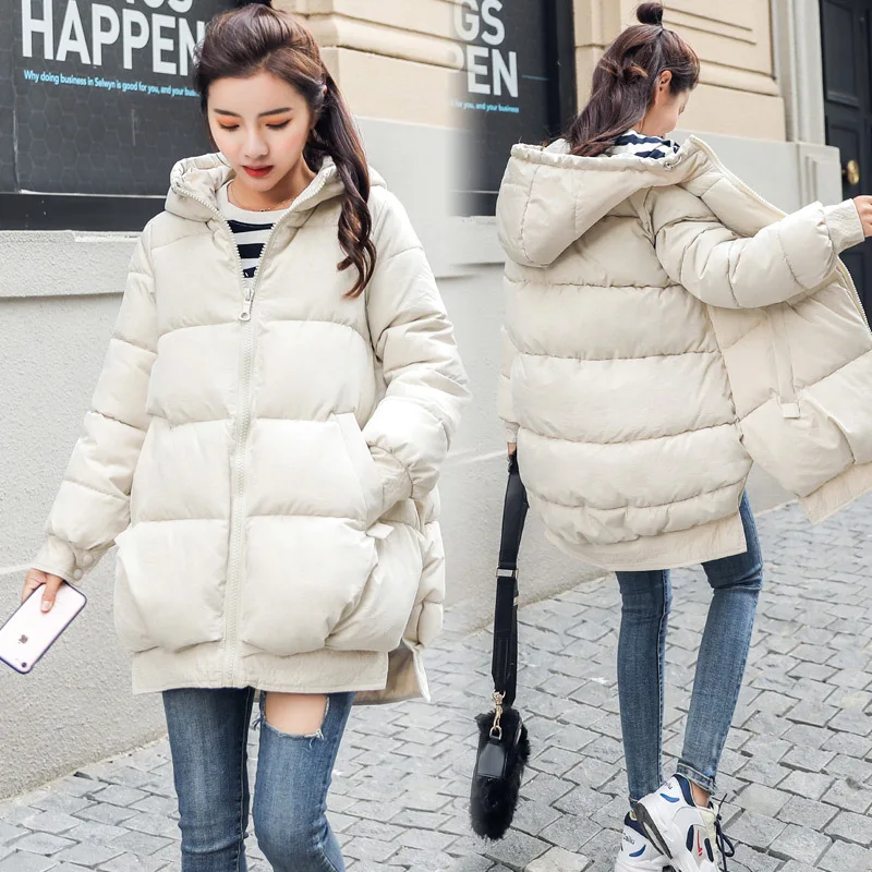 

Solid Color Short Slim Fit Long Sleeve Fashion Warm 2018 Winter Commuting Cotton-padded Clothes Cotton Coat