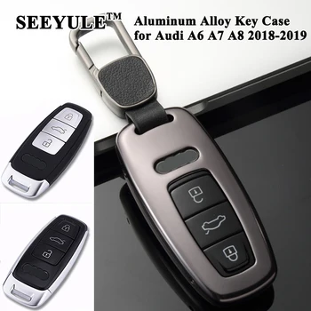 

1pc SEEYULE Aluminum Alloy Car Key Case Cover Protector Key Shell Storage Styling Car Accessories for Audi A6 C8 A7 A8 2018 2019