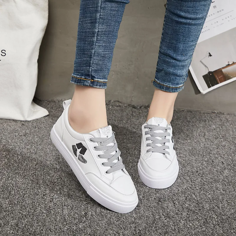 

Women Casual Shoes Spring Women Fashion Printing Breathable Leather Lace-Up Women Sneakers vulcanized shoes U20-54