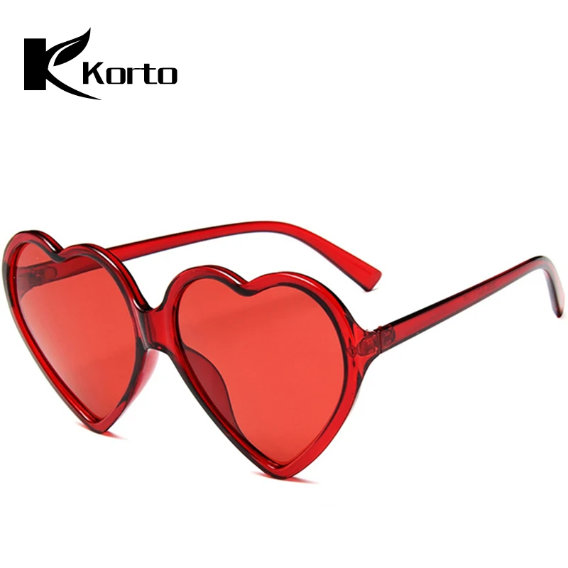

90S Vintage Yellow Pink Red Glasses Fashion Large Women Lady Girls Oversized Heart Shaped Retro Sunglasses Cute Love Eyewear