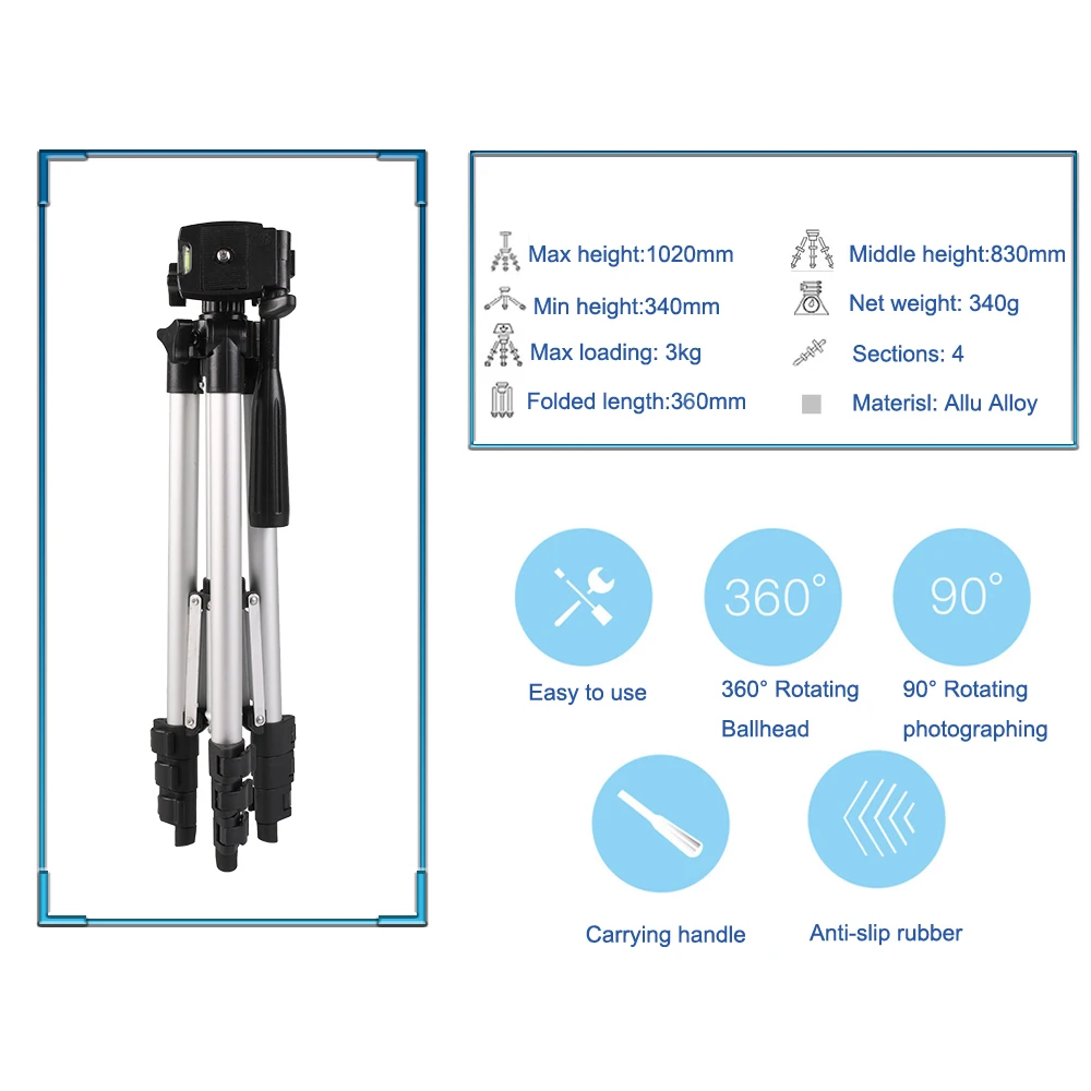 Портативный Профессиональный алюминиевый штатив для телефона и пульт дистанционного спуска затвора и штатив держатель для телефона для