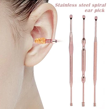 

3Pcs/Set Earpick Ear Care Stainless Steel Tool Double-Ended Wax Remover Cleaner Curette Spoon Portable NShopping