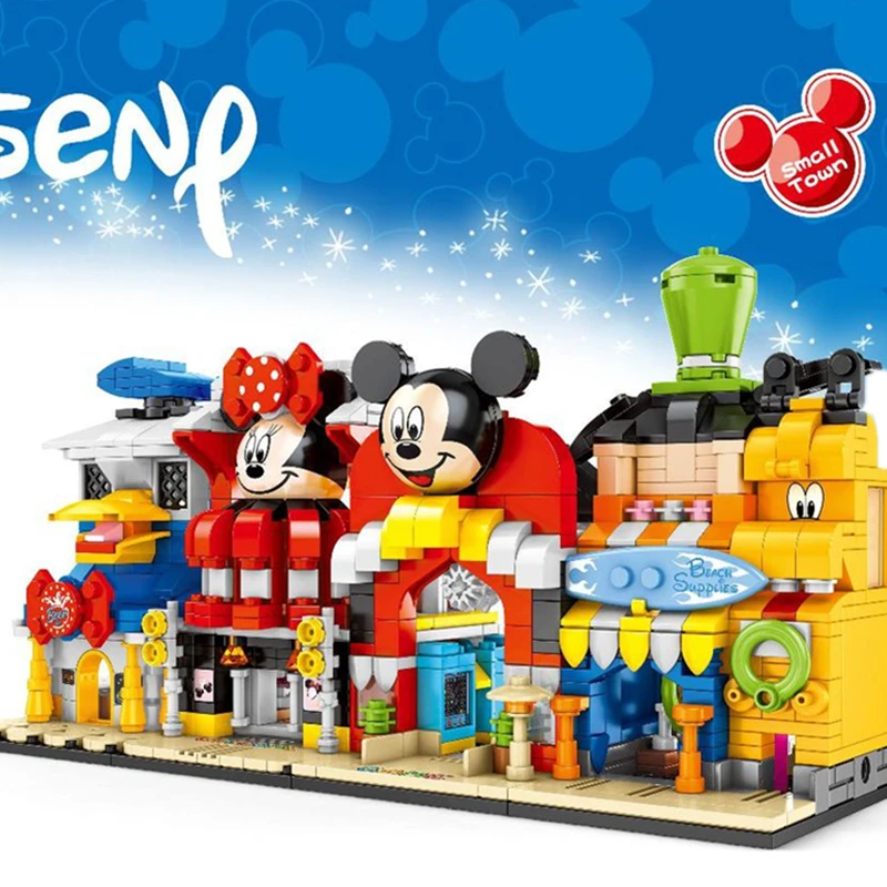 Друзья принцесса девушки Микки Минни Маус Goofy магазин дом замок сердце озеро городской Строительный Блок Совместимые части игрушек создатель