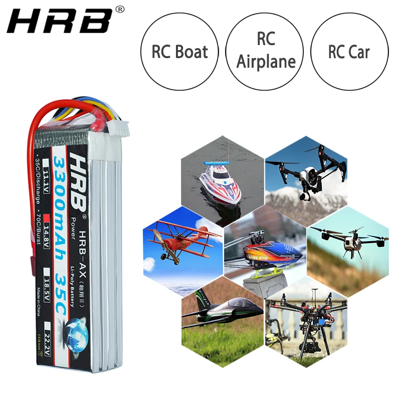 Аккумулятор hrb Lipo 2S 3S 4S 5000mah 6000mah 2600mah 2200mah 11,1 V 7,4 V 14,8 V 6S 22,2 V XT60 Deans T RC FPV части для самолетов, автомобилей, лодок