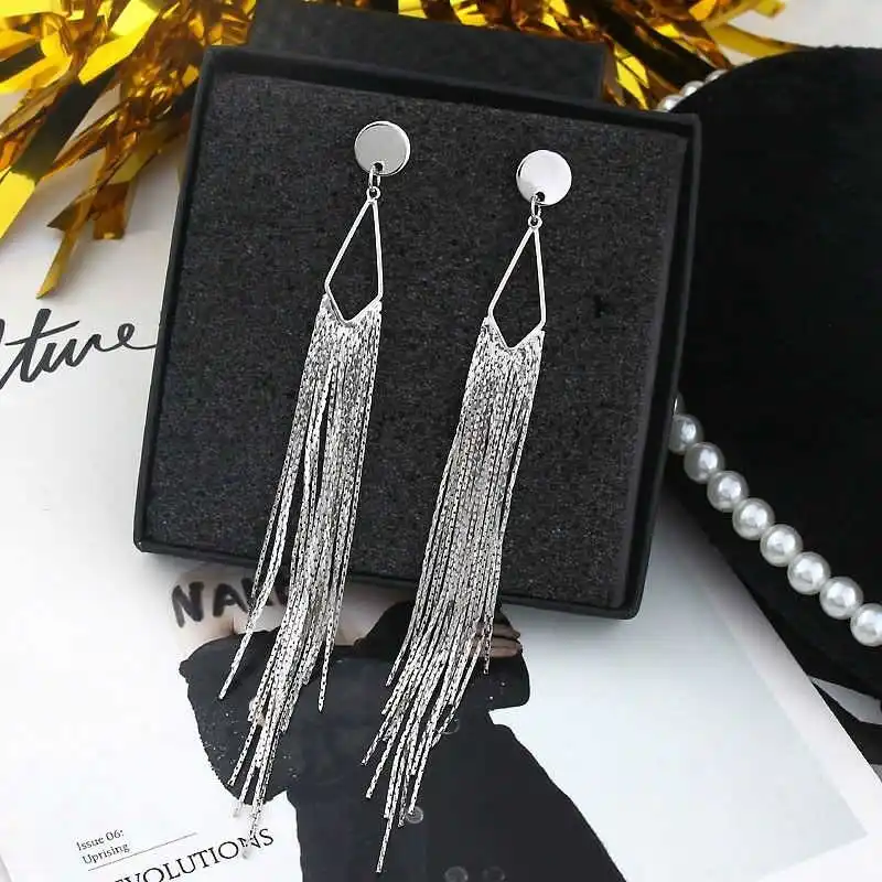 

Ear Stud Women Tassel Statement Drop Dangle Jewelry Earrings Fashion Long