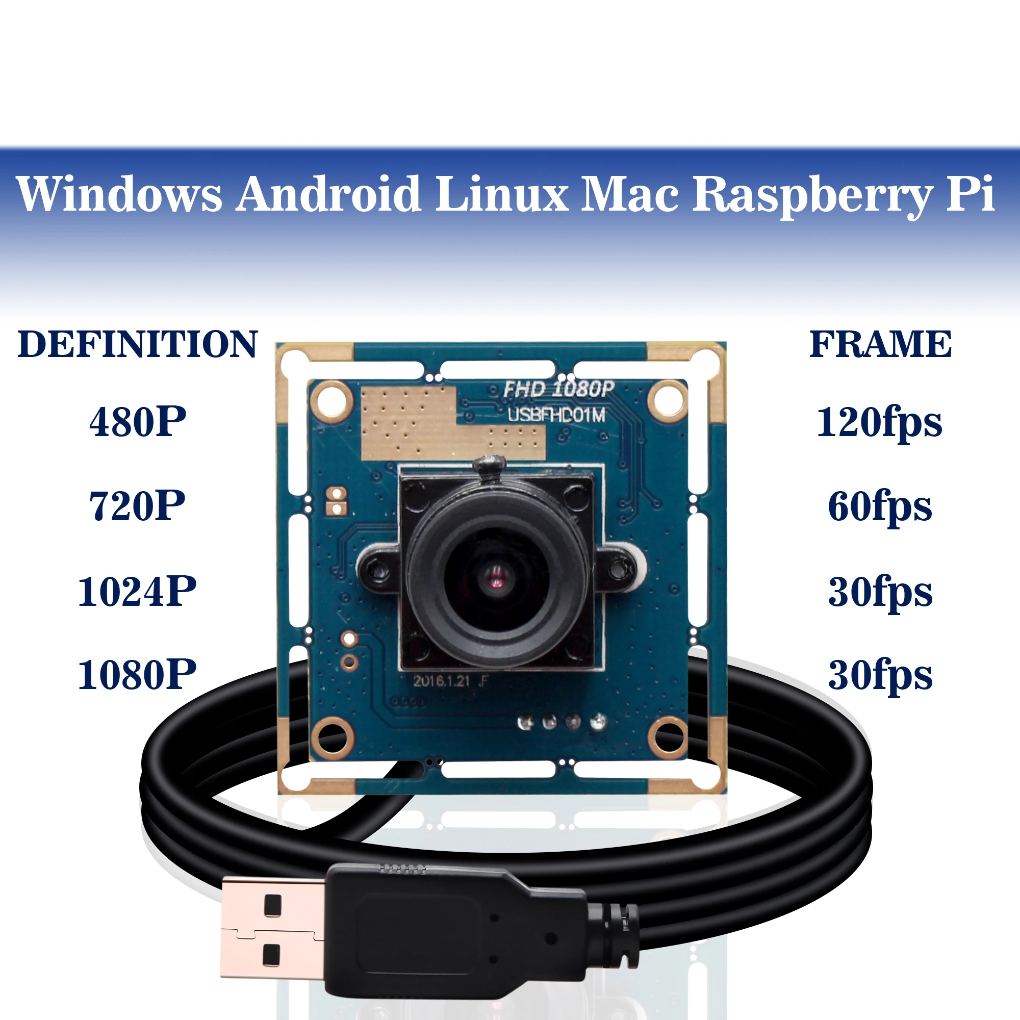 1080p 1/2.7 OV2710 High Speed 30/60fps Mini Webcam CMOS USB Camera module with 8mm Lens for Andoroid/Linux/Windows Mac OS | Безопасность