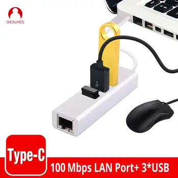 

Snowkids Type C to USB Hub LAN RJ45 3USB Hub Adapter Laptop Ethernet Splitter 1000Mbps External Ports Expansion MateBook 13