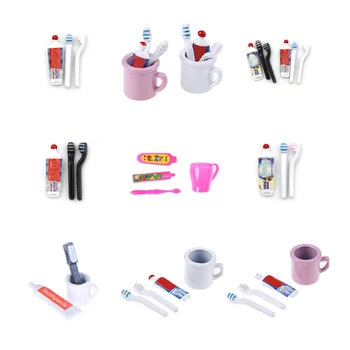 

1Set 1:12 Dollhouse Miniature Mini Toothpaste Toothbrush Kitchen Furniture Toy Collectible Gift Miniature Toys