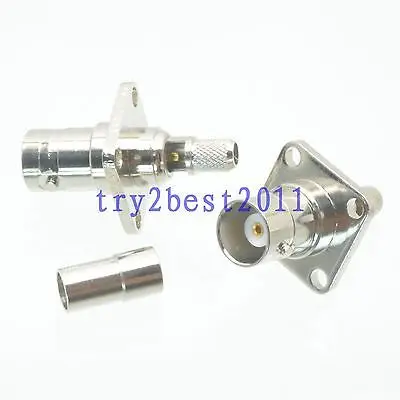 DHL/EMS 50 шт. разъем BNC jack pin фланец окно обжимной RG58 RG142 LMR195 RG400-C1