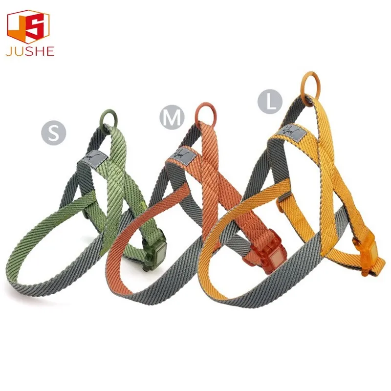 

2020 new Adjustable Gray yellow red dog harness pet leash collar polyester compact pet two color dog collar