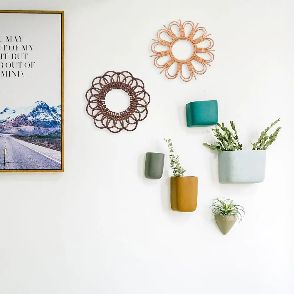 

Creative Bohemian Style Natural Vine Handmade Mirror Frame Living Room Bedroom Wall Hanging Round Mirror Frame