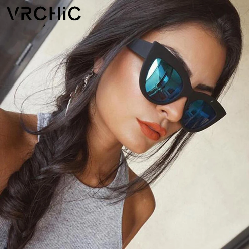 VRCHIC Ретро стиль толстая оправа кошачий глаз солнцезащитные очки для женщин