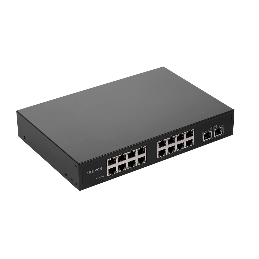 ZWD-16 + 2BZQN 16FE + 2GE POE коммутатор с 16 POE портами 2 Gigabit Uplink IEEE 802.3af стандартный POE переключатель питания для ip-камеры