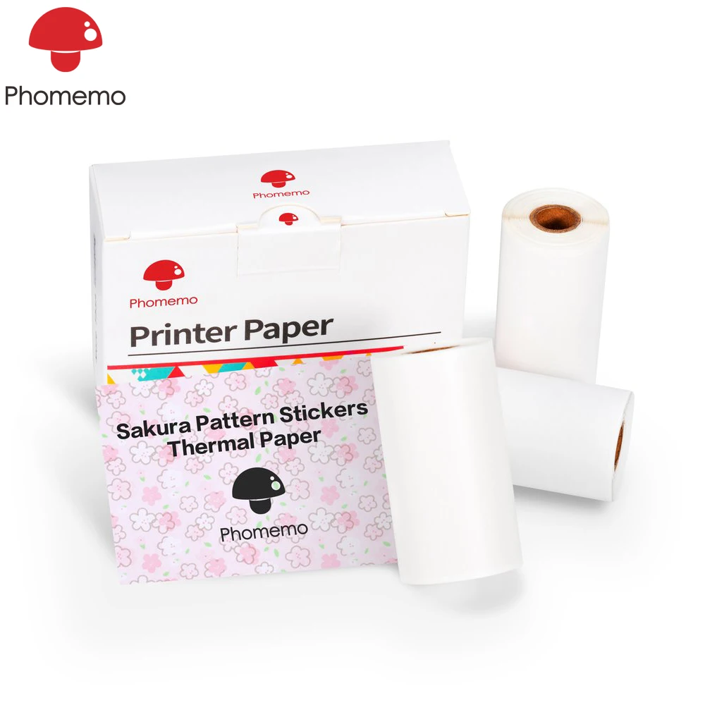Мини карманная бумага для печати Phomemo Photo Sricker Thermal Sakura Paper M02/M02 Pro/M02S Bluetooth рулон