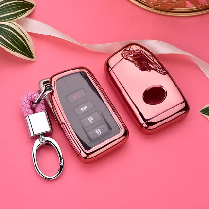PC+ TPU автомобильный чехол для ключей для Lexus NX GS RX IS ES GX LX RC 200 250 350 LS 450H 300H брелок для ключей аксессуары - Название цвета: pink with keychain