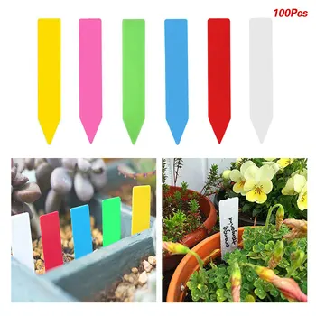 

100Pcs Garden Plant Labels Plastic Plant Tags Nursery Markers Flower Pots Seedling Labels Tray Mark Tools Mix Colors