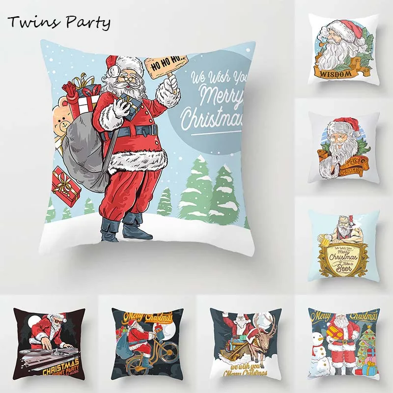 

Twins 45*45cm Christmas Throw Pillow Covers Fall Decorative Couch Pillow Cases Cotton Linen Autumn Pillow Square Cushion Cover