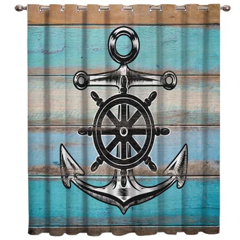 

Retro Wood With Anchor Nautical Style Window Treatments Curtains Valance Living Room Outdoor Fabric Decor Window Treatment Hard
