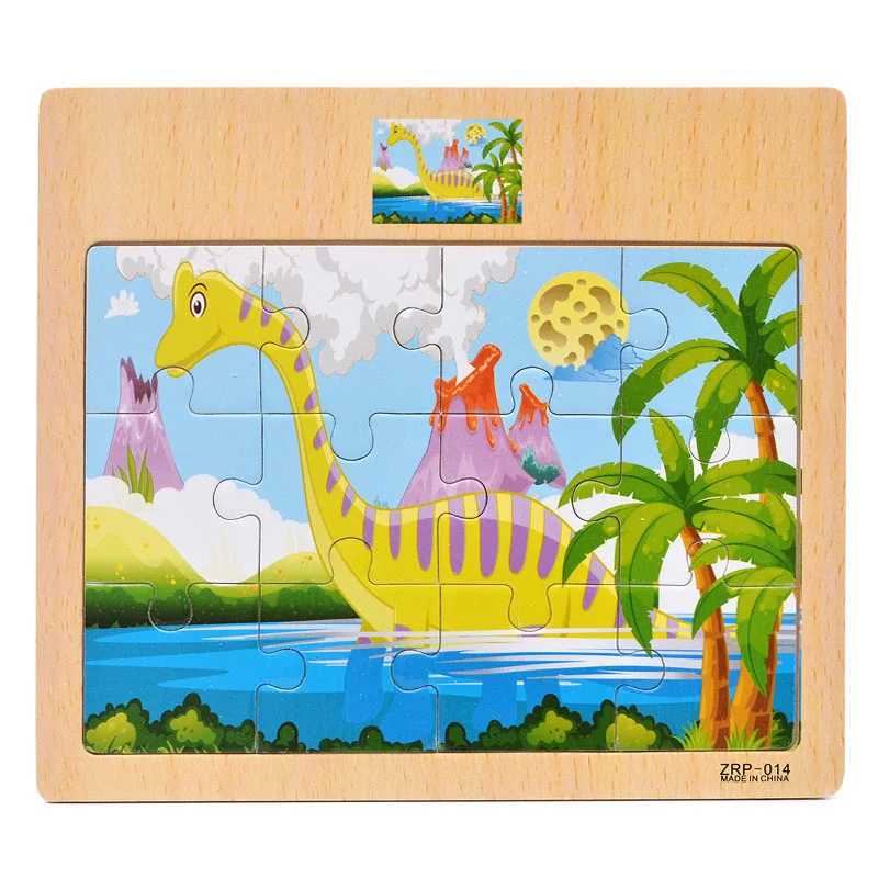 Montessori Toys Educational 3D Wooden Puzzle Early Learning Cartoon Animal Traffic Puzzle Kids Math Jigsaw Toys for Children 23
