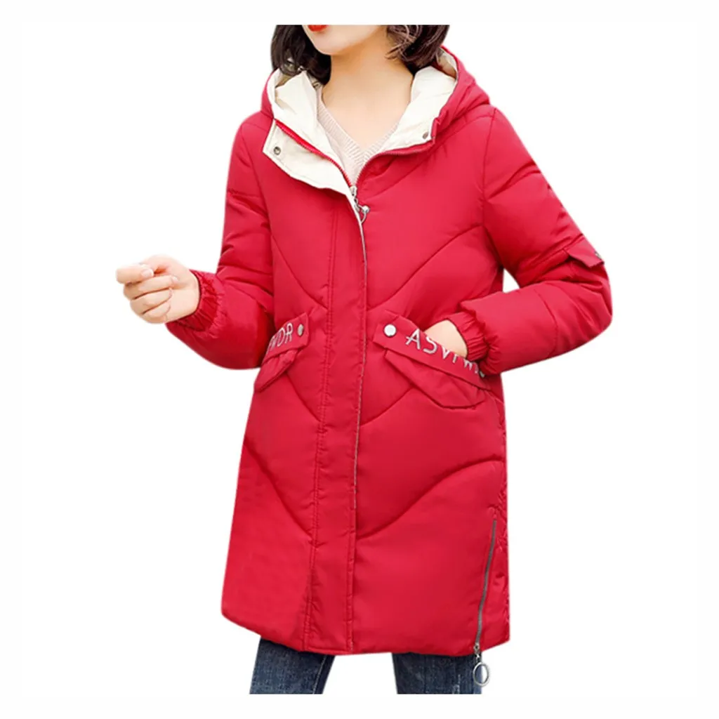 Осень-зима распродажа Для женщин пуховик карман пальто с капюшоном из хлопка пуховик Длинные парки, детская верхняя одежда, теплые куртки, пальто, одежда