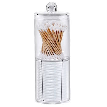 

2in1 Plastic Apothecary Jars Cotton Swab Storage Box Bathroom Organizer Canister Storage Box Home Supplies